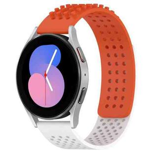 For Samsung Galaxy Watch 5  40mm 20mm Holes Breathable 3D Dots Silicone Watch Band(Orange+White)