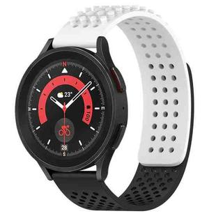 For Samsung Galaxy Watch 5 Pro  45mm 20mm Holes Breathable 3D Dots Silicone Watch Band(White+Black)