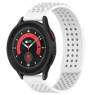 For Samsung Galaxy Watch 5 Pro  45mm 20mm Holes Breathable 3D Dots Silicone Watch Band(White)