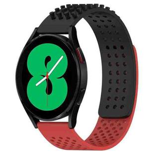 For Samsung Galaxy Watch 4 44mm 20mm Holes Breathable 3D Dots Silicone Watch Band(Black+Red)