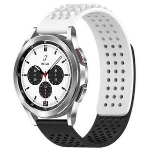 For Samsung  Galaxy Watch 4 Classic 42mm 20mm Holes Breathable 3D Dots Silicone Watch Band(White+Black)
