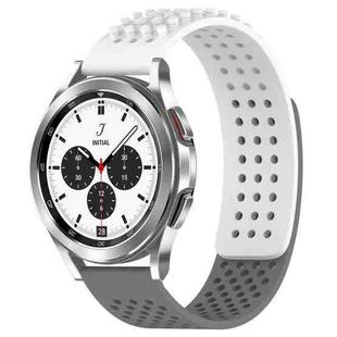 For Samsung  Galaxy Watch 4 Classic 42mm 20mm Holes Breathable 3D Dots Silicone Watch Band(White+Grey)