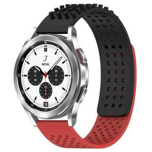 For Samsung  Galaxy Watch 4 Classic 42mm 20mm Holes Breathable 3D Dots Silicone Watch Band(Black+Red)