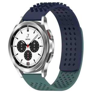 For Samsung  Galaxy Watch 4 Classic 42mm 20mm Holes Breathable 3D Dots Silicone Watch Band(Midnight Blue+Olive Green)