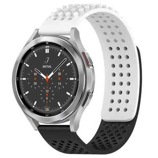 For Samsung  Galaxy Watch 4 Classic 46mm 20mm Holes Breathable 3D Dots Silicone Watch Band(White+Black)