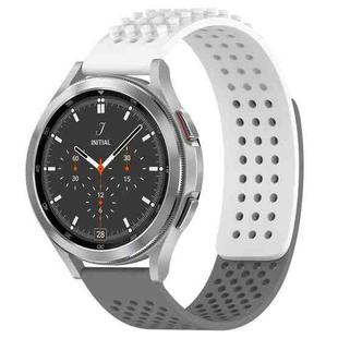 For Samsung  Galaxy Watch 4 Classic 46mm 20mm Holes Breathable 3D Dots Silicone Watch Band(White+Grey)