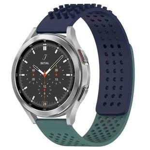 For Samsung  Galaxy Watch 4 Classic 46mm 20mm Holes Breathable 3D Dots Silicone Watch Band(Midnight Blue+Olive Green)
