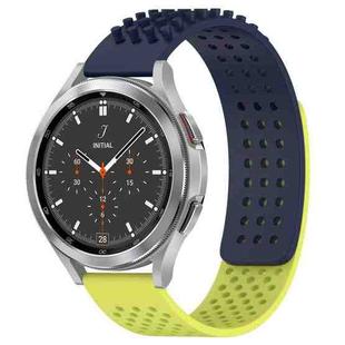 For Samsung  Galaxy Watch 4 Classic 46mm 20mm Holes Breathable 3D Dots Silicone Watch Band(Midnight Blue+Lime Green)
