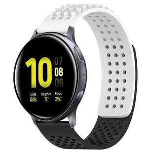 For Samsung Galaxy Watch Active 2 40mm 20mm Holes Breathable 3D Dots Silicone Watch Band(White+Black)