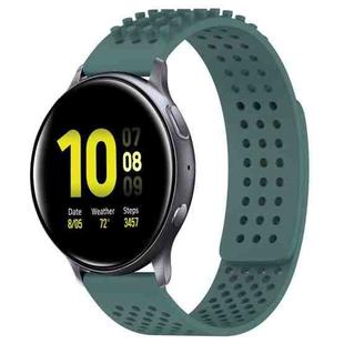 For Samsung Galaxy Watch Active 2 40mm 20mm Holes Breathable 3D Dots Silicone Watch Band(Olive Green)