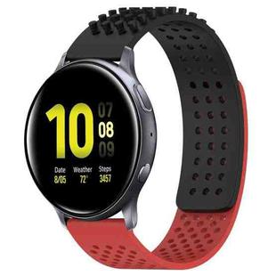 For Samsung Galaxy Watch Active 2 40mm 20mm Holes Breathable 3D Dots Silicone Watch Band(Black+Red)