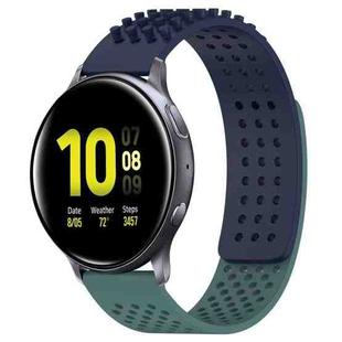 For Samsung Galaxy Watch Active 2 40mm 20mm Holes Breathable 3D Dots Silicone Watch Band(Midnight Blue+Olive Green)