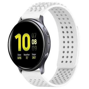 For Samsung Galaxy Watch Active 2 44mm 20mm Holes Breathable 3D Dots Silicone Watch Band(White)