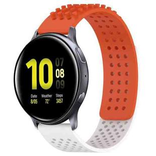 For Samsung Galaxy Watch Active 2 44mm 20mm Holes Breathable 3D Dots Silicone Watch Band(Orange+White)