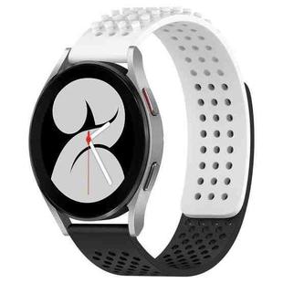 For Samsung Galaxy Watch 4 40mm 20mm Holes Breathable 3D Dots Silicone Watch Band(White+Black)