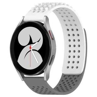 For Samsung Galaxy Watch 4 40mm 20mm Holes Breathable 3D Dots Silicone Watch Band(White+Grey)