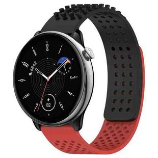 For Amazfit GTR Mini 20mm Holes Breathable 3D Dots Silicone Watch Band(Black+Red)