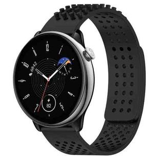 For Amazfit GTR Mini 20mm Holes Breathable 3D Dots Silicone Watch Band(Black)