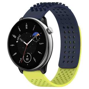For Amazfit GTR Mini 20mm Holes Breathable 3D Dots Silicone Watch Band(Midnight Blue+ Lime Green)