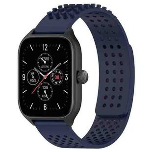 For Amazfit GTS 4 20mm Holes Breathable 3D Dots Silicone Watch Band(Midnight Blue)