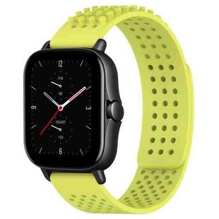 For Amazfit GTS 2E 20mm Holes Breathable 3D Dots Silicone Watch Band(Lime Green)