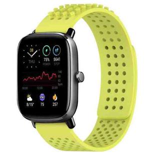 For Amazfit GTS 2 Mini 20mm Holes Breathable 3D Dots Silicone Watch Band(Lime Green)