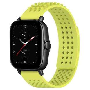 For Amazfit GTS 2 20mm Holes Breathable 3D Dots Silicone Watch Band(Lime Green)