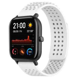 For Amazfit GTS 20mm Holes Breathable 3D Dots Silicone Watch Band(White)