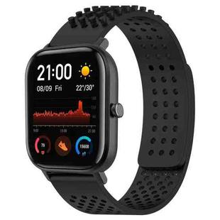 For Amazfit GTS 20mm Holes Breathable 3D Dots Silicone Watch Band(Black)