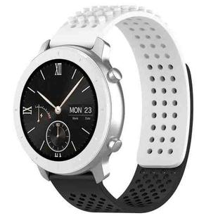 For Amazfit Pop 20mm Holes Breathable 3D Dots Silicone Watch Band(White+Black)