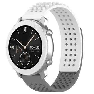 For Amazfit Pop 20mm Holes Breathable 3D Dots Silicone Watch Band(White+Grey)