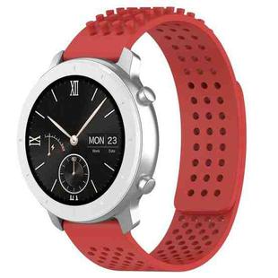 For Amazfit Pop 20mm Holes Breathable 3D Dots Silicone Watch Band(Red)