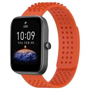 For Amazfit Bip3 20mm Holes Breathable 3D Dots Silicone Watch Band(Orange)