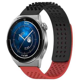 For Huawei Watch GT3 Pro 43mm 20mm Holes Breathable 3D Dots Silicone Watch Band(Black+Red)