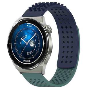 For Huawei Watch GT3 Pro 43mm 20mm Holes Breathable 3D Dots Silicone Watch Band(Midnight Blue+Olive Green)