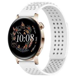 For Huawei Watch GT3 42mm 20mm Holes Breathable 3D Dots Silicone Watch Band(White)