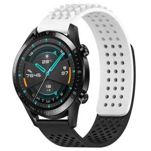 For Huawei Watch GT2 42mm 20mm Holes Breathable 3D Dots Silicone Watch Band(White+Black)