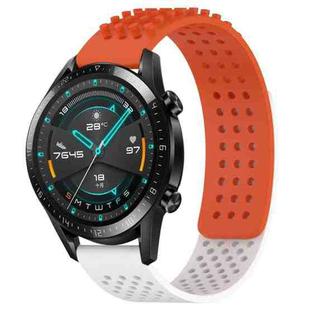 For Huawei Watch GT2 42mm 20mm Holes Breathable 3D Dots Silicone Watch Band(Orange+White)