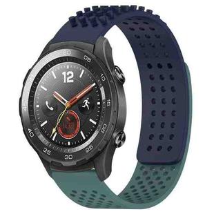 For Huawei Watch 2 20mm Holes Breathable 3D Dots Silicone Watch Band(Midnight Blue+Olive Green)