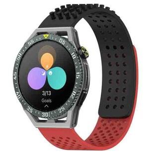 For Huawei Watch GT3 SE 22mm Holes Breathable 3D Dots Silicone Watch Band(Black+Red)