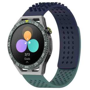 For Huawei Watch GT3 SE 22mm Holes Breathable 3D Dots Silicone Watch Band(Midnight Blue+Olive Green)