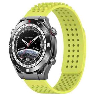 For Huawei Watch Ultimate 22mm Holes Breathable 3D Dots Silicone Watch Band(Lime Green)