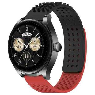 For Huawei Watch Buds 22mm Holes Breathable 3D Dots Silicone Watch Band(Black+Red)