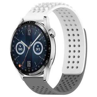 For Huawei Watch GT3 46mm 22mm Holes Breathable 3D Dots Silicone Watch Band(White+Grey)