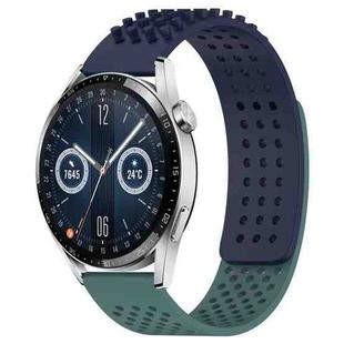 For Huawei Watch GT3 46mm 22mm Holes Breathable 3D Dots Silicone Watch Band(Midnight Blue+Olive Green)