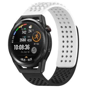 For Huawei Watch GT Runner 22mm Holes Breathable 3D Dots Silicone Watch Band(White+Black)