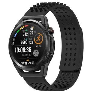 For Huawei Watch GT Runner 22mm Holes Breathable 3D Dots Silicone Watch Band(Black)