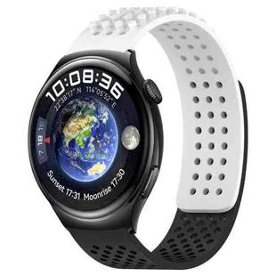 For Huawei Watch 4 22mm Holes Breathable 3D Dots Silicone Watch Band(White+Black)