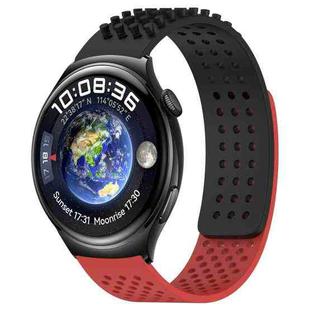 For Huawei Watch 4 22mm Holes Breathable 3D Dots Silicone Watch Band(Black+Red)