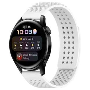 For Huawei Watch 3 22mm Holes Breathable 3D Dots Silicone Watch Band(White)